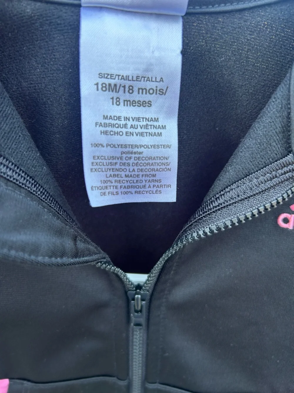 adidas Black and Pink Toddler Zip Track Jacket Set